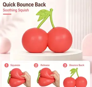 2026 New Cherry Squishy Fidget Toy, Cute Slow Rebound Squeeze Decompression Toy, Kids Children’s Day Gift, Fun Fruit‑Shaped Sensory Play Toy, Leisure Hobby Collection Toy for Stress Relief & Daily Entertainment