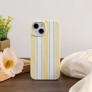 Yellow Stripe Aesthetic iPhone Case For iPhone 17 16 15 14 13 12 Pro Max Plus Mini iPhone 16e 13 12 11 X XS SE Coquette iPhone Cover Gift