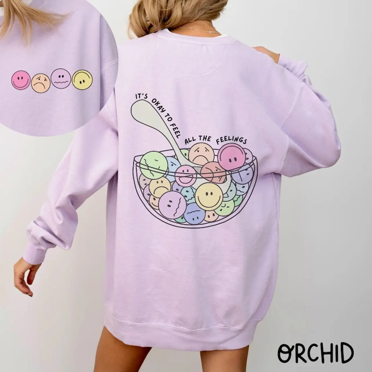 Mental Health Sweatshirt Feel all the Feels Counselor Teacher ADHD Anxious Mental Health Awareness Emotions Feelings Cereal