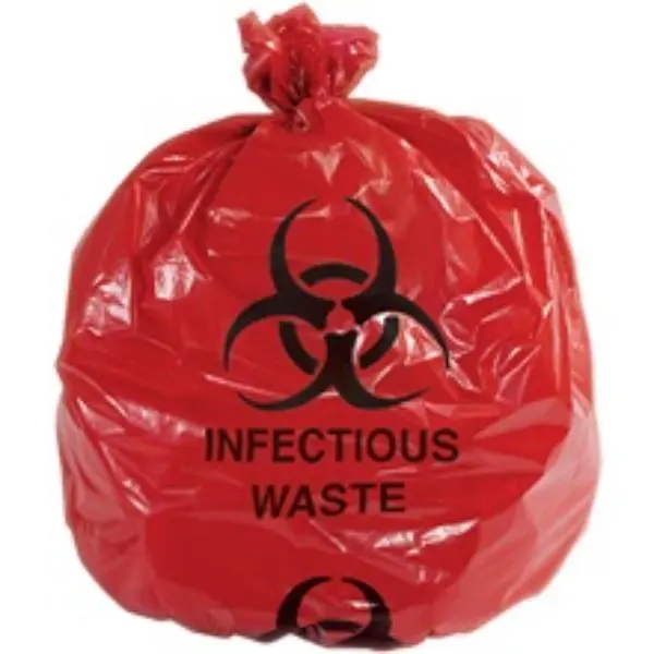 Partners Brand CL9005 Star Infectious Waste Trash Liner, 40-45 Gal, 1.1 Mil, Red, with Infectious Waste Print