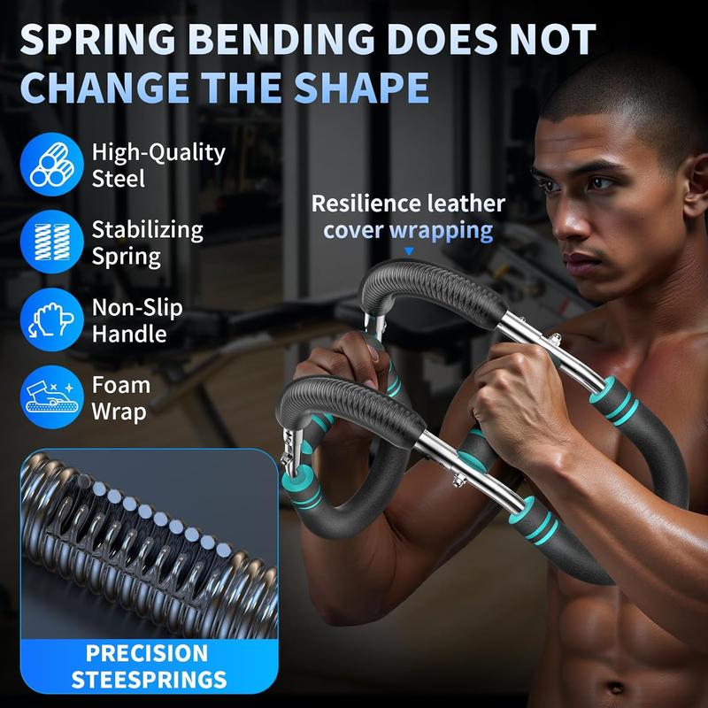 PowerTwist Arm Trainer Stainless Steel Forearm Strengthener Portable U-Shaped Chest Expander Adjustable Resistance for Home Gym Workout Golden Spring Arm Trainer pin