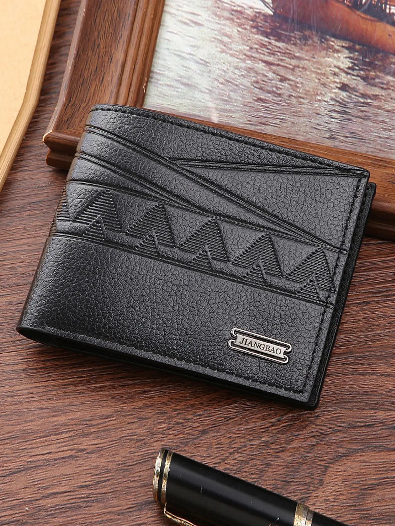 Men's Simple Plain Embossed PU Leather Short Wallet, Durable Casual Business Multi Card Slots Card Holder, Fashion All-match Large Capacity Money Clip