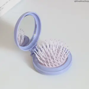 3 Pcs Folding Airbag Vanity Hair Combs with Makeup Mirror - Cute DIY Cushion Massage Combs, Portable Scalp Care Hairdressing Accessory for Daily Travel & Indoor Leisure