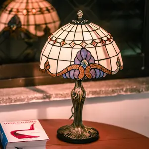 MUMTOP Tiffany Style Lamps Tabletop for Bedside Desk, Vintage Lamps with Shades, Stained-Glass 19'' Height White Light, Bulb not included girl bedroom vidrio  craquelado  con  luz  led bedroom  chandelier