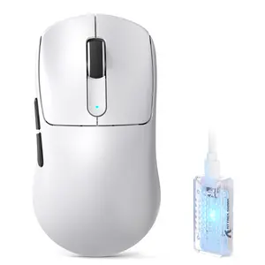 ATTACK SHARK V5 Wireless Gaming Mouse, 55g Ultralight 42000 DPI Mouse,Bluetooth/2.4GHz/Wired, PAW3950MAX Sensor,for Large Hand-White
