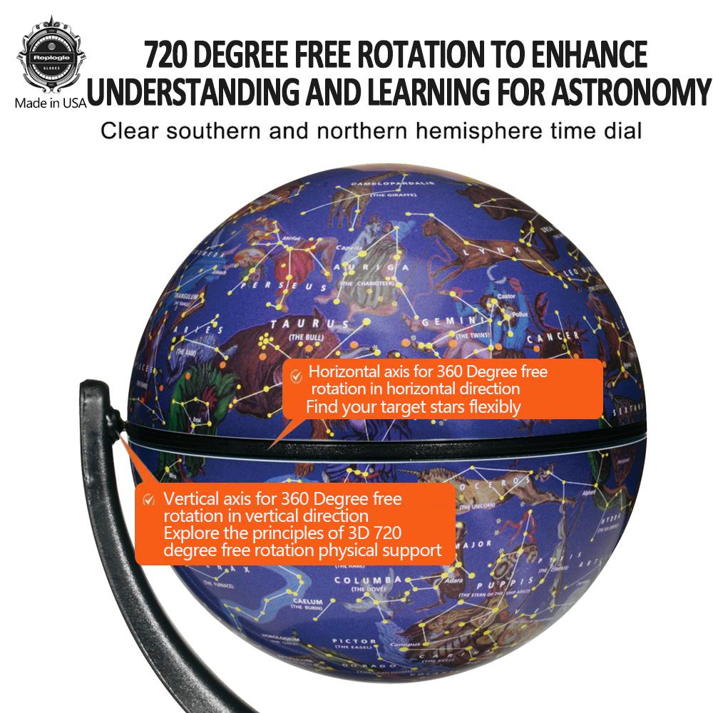 Replogle 4.3 inch Mini Interactive Celestial 720° Rotating Astronomical Globe with Constellation Nebulae for Space Exploration and Astronomy Enthusiasts Made in USA