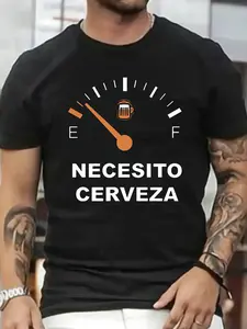 Funny Beer Slogan Graphic Print Fitted T-Shirt, Soft Comfortable Cotton, Casual Home Wear, Bar Party Daily, Tiktok Trendy Humor Top