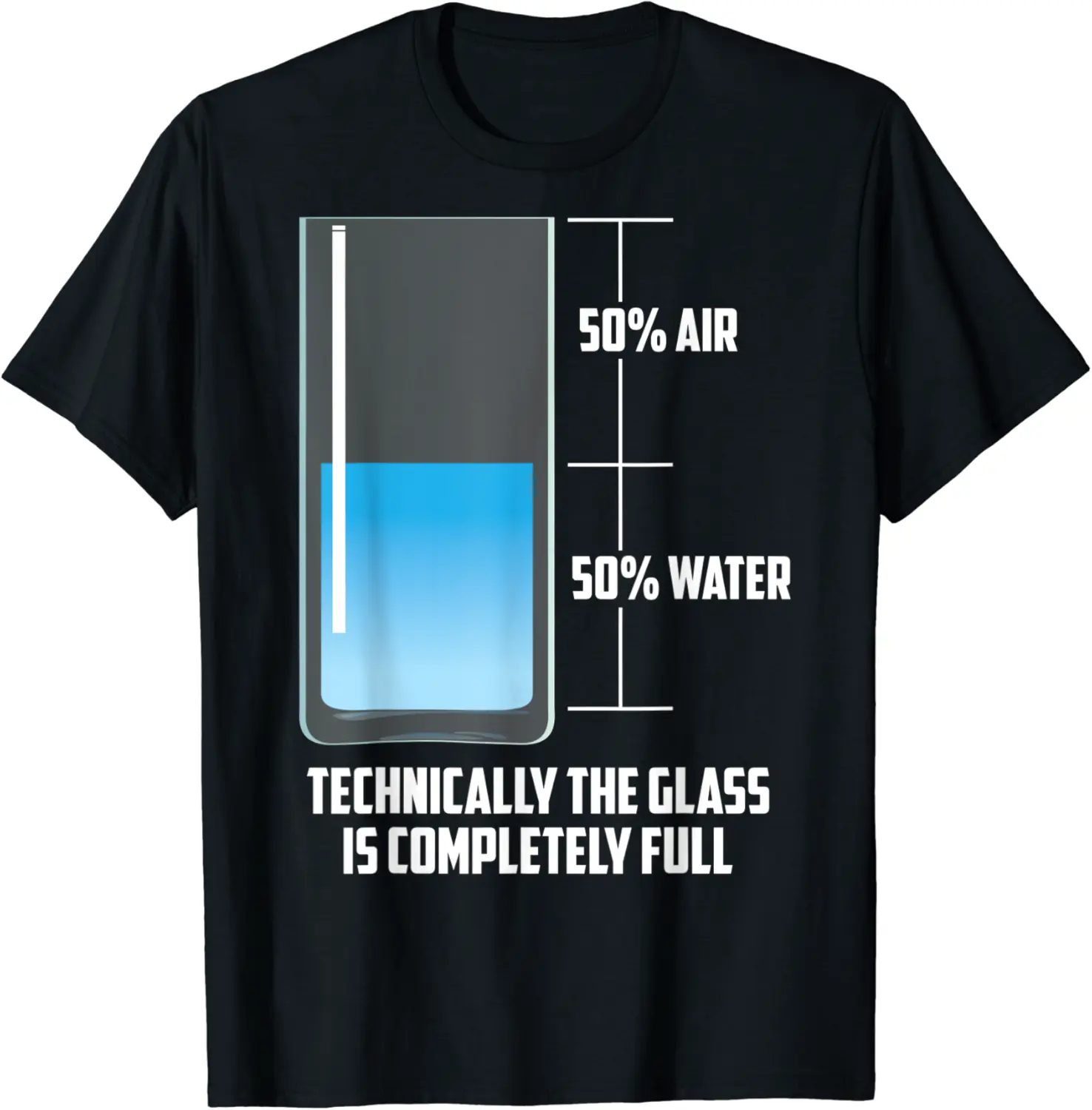 Cool Air Water Glass Half Empty Full | Funny Men Women Gift T-Shirt - Keylamartine Shop 48B08KQ6DFPP