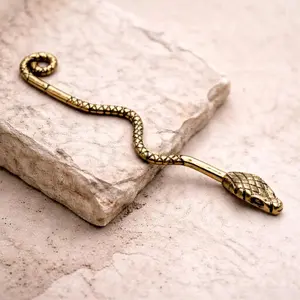 Antique Gold Plated Snake Industrial Barbell