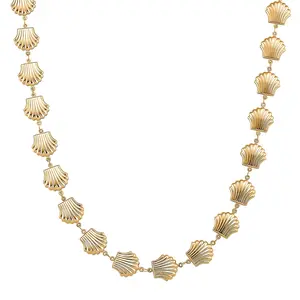 Shell Beaded Chain Necklace in Goldtone 20-22 Inches