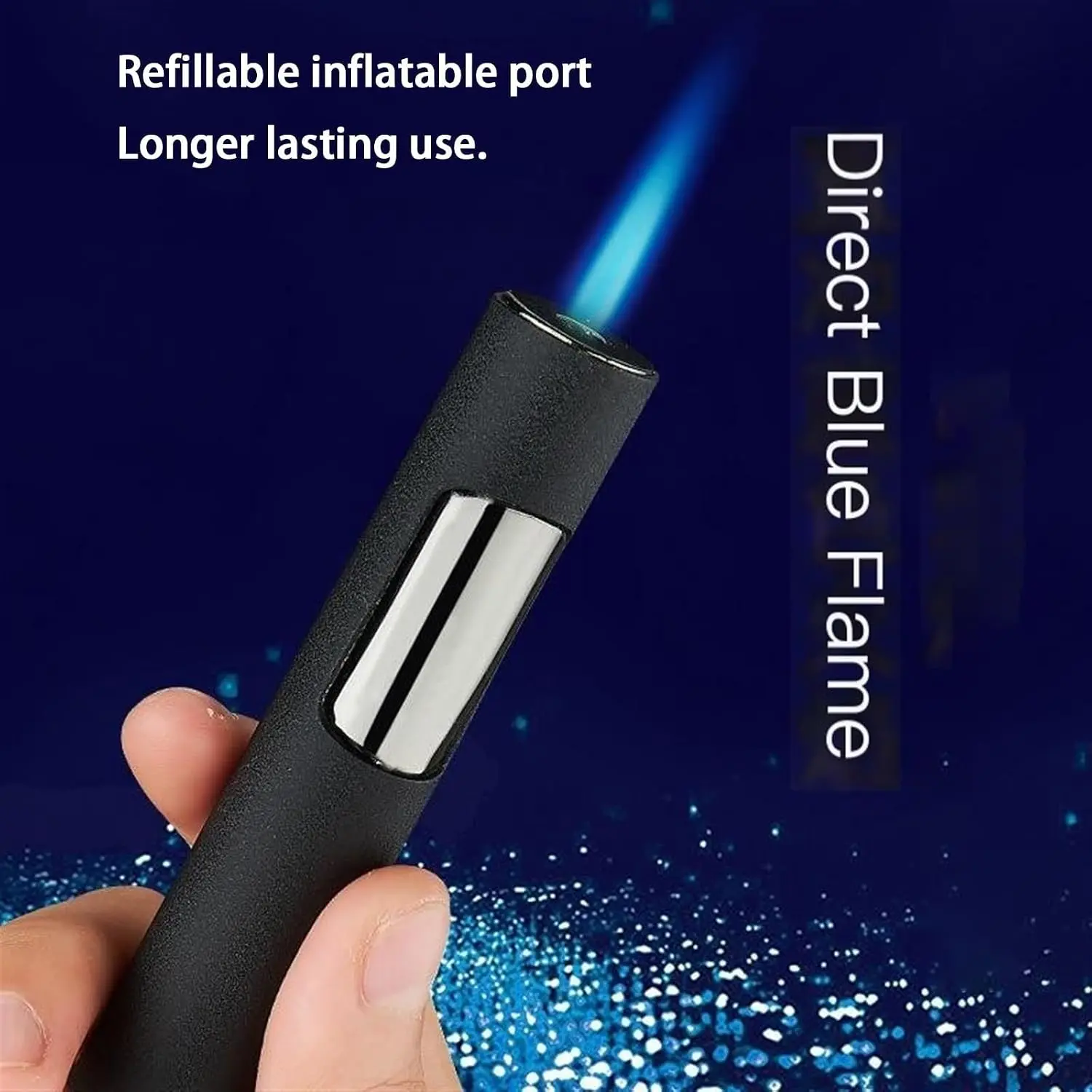 (No Butane) Black Direct Flame Lighter,High Temperature, Strong Fire, Windproof, Adjustable Flame, Rechargeable With Safety Lock, Reusable, For Outdoor Camping, Survival In The Wild, Jewelry Processing,Cooking, Gift For Men And Women,Lighting Candles