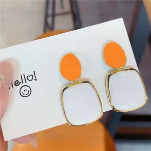 New Design Trendy Colorful Elliptical Geometric Earrings for Women Fashion Jewelry Gifts