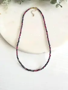 Ruby & Sapphire Necklace – Faceted Gemstone Beaded Necklace