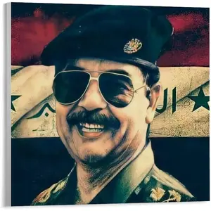Saddam Hussein Former Iraqi President Art Portrait Poster 8 (2) Wall Poster Art Canvas Printing Gift Office Bedroom Aesthetic Poster Unframed Style 16x16inch(40x40cm)