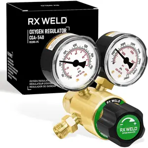 High-Pressure Gas Regulator with Gauges for Oxy Torch Kit, CGA 540 Inlet Compatible, Durable PC-Handle, Adjustable Flow Control, Welding & Cutting Equipment Accessory