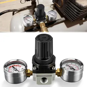 Air Regulator with 0-200 PSI Gauge, Compatible with Craftsman/DeWalt/DeVilbiss Air Compressor, 4 Port Regulator 0-150 PSI Adjustable, 1/4" NPT Inlet/Outlet, 1/8" NPT Gauge Port