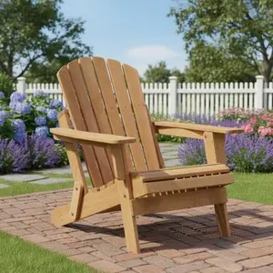 Adirondack Chair Oversize Wooden Outdoor Folding Chair with Pre-Assembled BackRest & SeatBoard, Wood Patio Chair for Garden Backyard Porch Pool Deck Firepit
