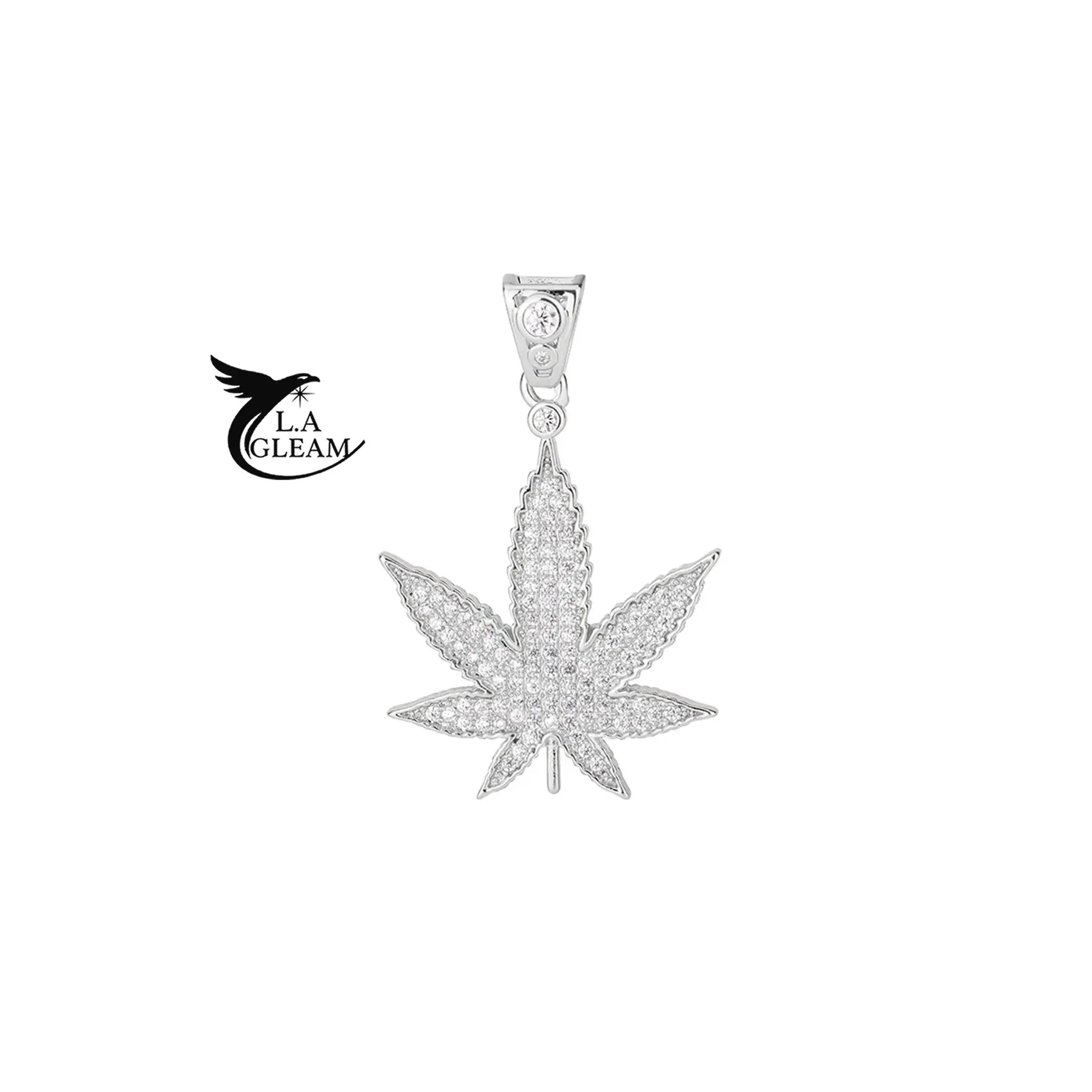 Moissanite Marijuana Pendant LG 818