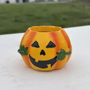 Halloween Pumpkin Planter, Versatile Resin Flower Pot, Durable Multicolor Decor, Indoor Outdoor Use, Candle Holder, Home Decoration
