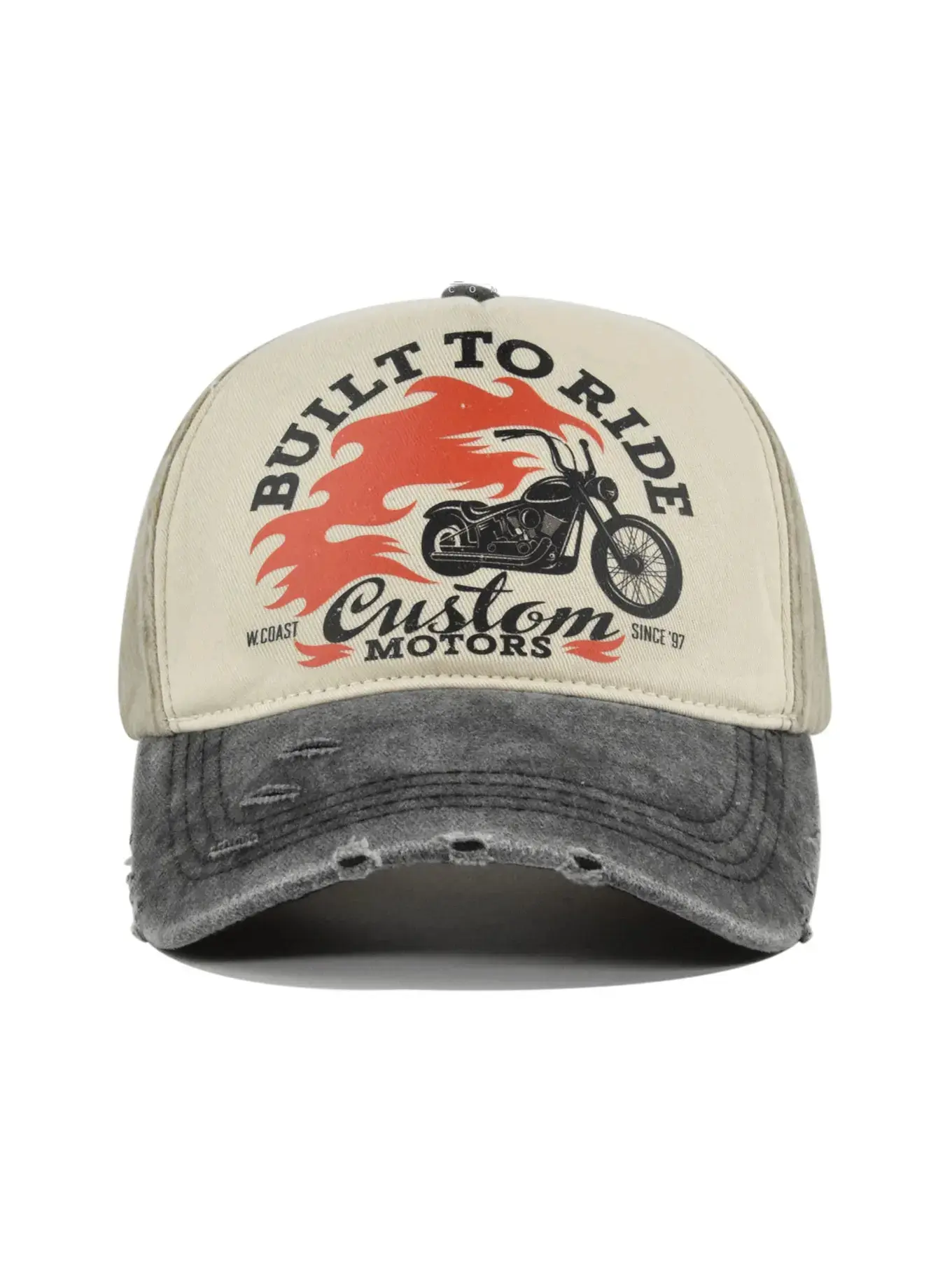 Vintage Motorcycle Graffiti Baseball Cap, Casual Letter Design Washed Cotton Snapback Sun Hat for Men & Women, Fashion Accessories for Daily Wear