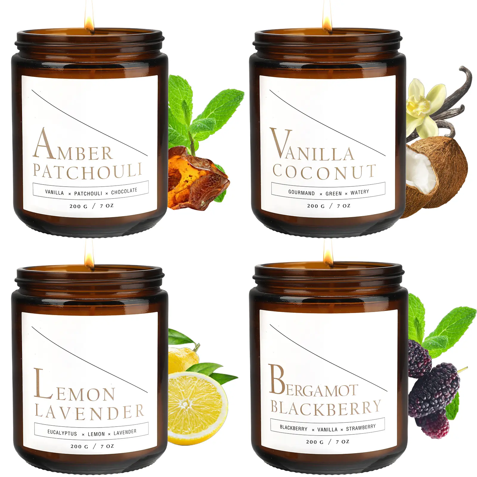 Scented Candles Set, 4 Pack Aromatherapy Candles for Home Scented, Candle Gift Set for Women, 28oz 200H Long Lasting Amber Jar Candles Soy Candles for Women Stress Relief, Relaxing, Spa, Birthday , Valentine's Gift  Father's Day Gift