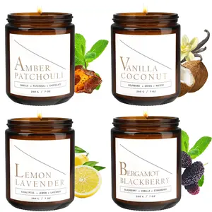 Scented Candles Set, 4 Pack Aromatherapy Candles for Home Scented, Candle Gift Set for Women, 28oz 200H Long Lasting Amber Jar Candles Soy Candles for Women Stress Relief, Relaxing, Spa, Birthday , Valentine's Gift