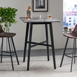 Christopher Knight Home ®   Modern Bar Height 42" Dining Table, Rubberwood Legs and Laminate Table Top, Paladina Marble Finish, Black    RR