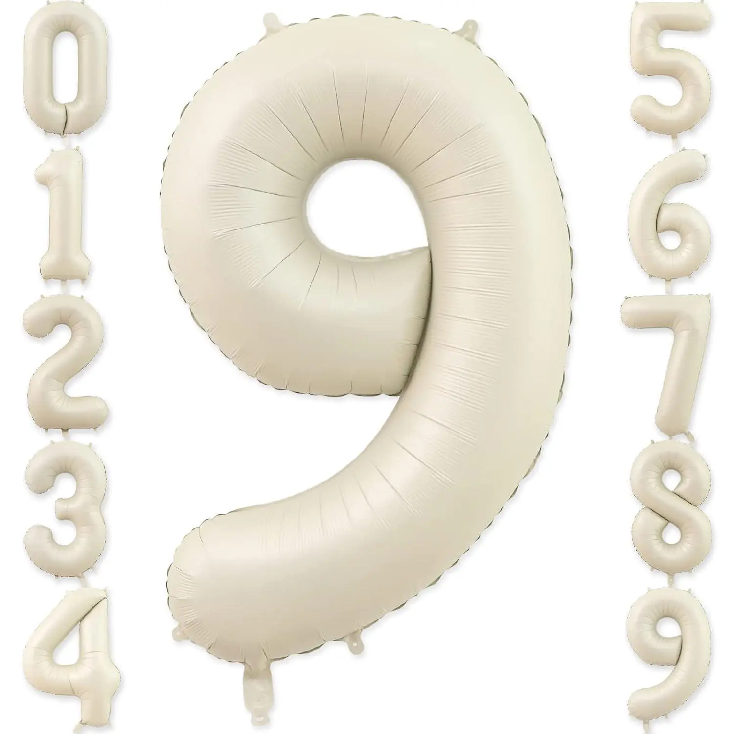 9 Balloon, Number 9 Balloon, Number Balloons 40 Inch, Sand White Large Big Foil Number Balloons For Birthday Party Graduation Wedding Anniversary Baby Shower Bachelorette Decoration Supplies