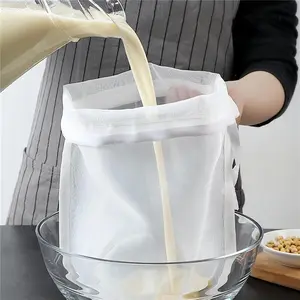 Reusable Fine Mesh Strainer Bag - Multi-Use Nylon Filter for Nut Milk Brewing & Juice Extraction, Food Grade Filtration Bag (200 Mesh, 2 Pcs) Ideal for Kitchen Straining, Cheese Making, and Homemade Beverages