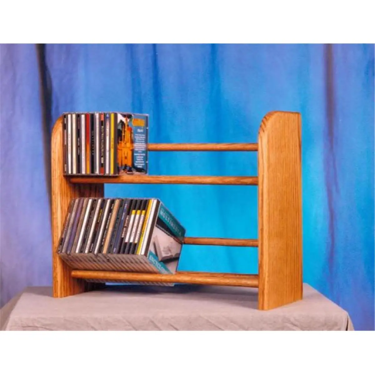 Solid Oak 2 Row Dowel CD Rack