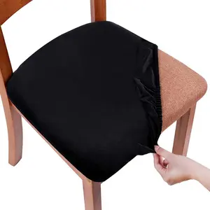 4PCS Solid Color Flocking High Elastic Chair Covers 150g Soft Comfortable Minimalist Elegant Dining Chair Protector Slipcovers Stretch Chair Slipcovers