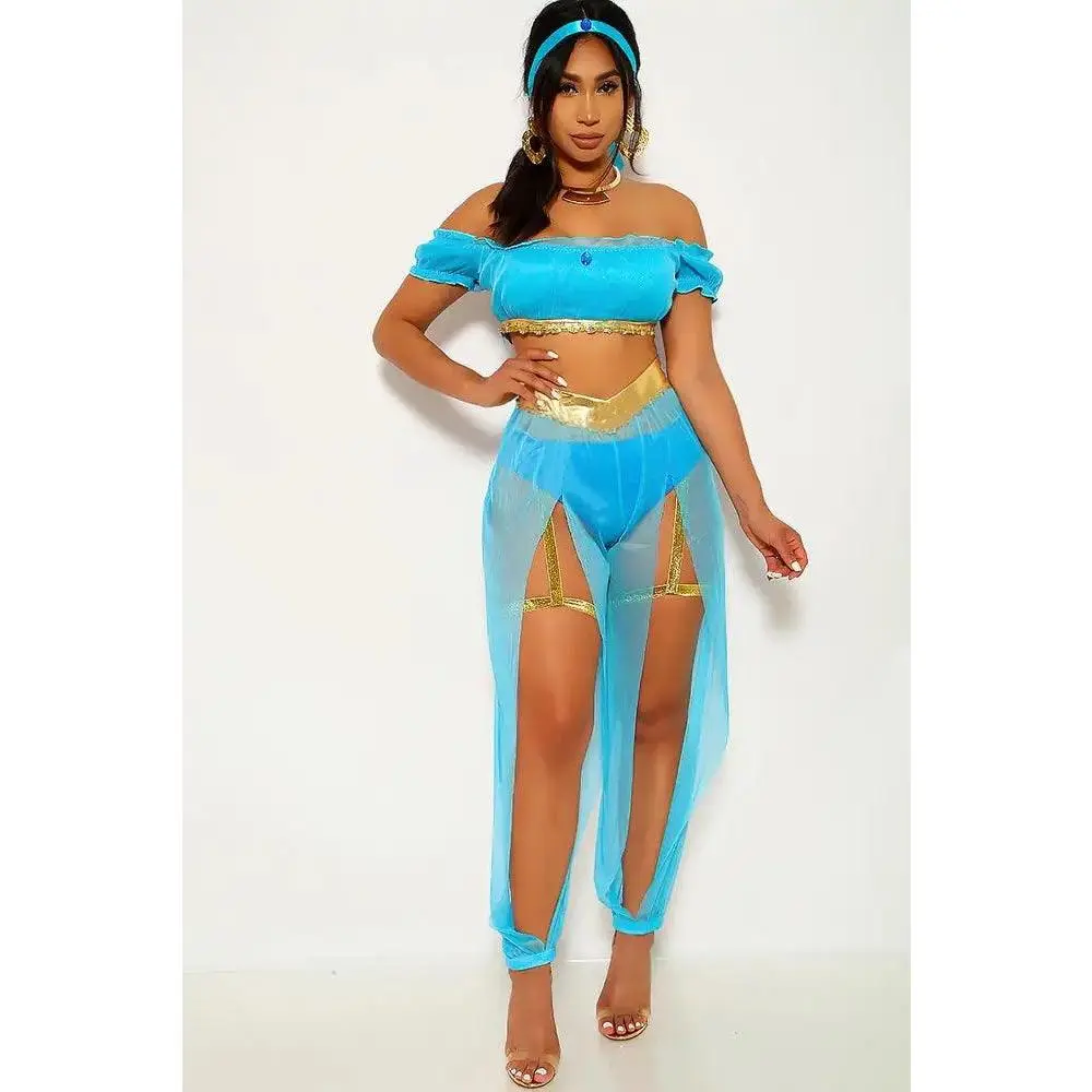 Turquoise Gold Princess Jas 3 Piece Costume