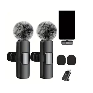 Voice-Control Wireless Lavalier Microphone, 360 °   Noise Cancellation, USB-C Rechargeable & Windscreen for Live Streaming, Podcasting, Gaming, Zoom Meetings