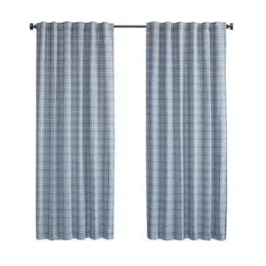 Chamonix Plaid Rod Pocket and Back Tab Curtain Panel with Fleece Lining - 50x95 - Denim Blue