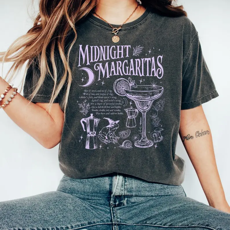 Midnight Margaritas Comfort Colors Shirt, Salt Rosemary Lavender Love Tee, Witchy Coctail Graphic Shirt, Cozy Autumn Witch T-Shirt, Magical Halloween Apparel
