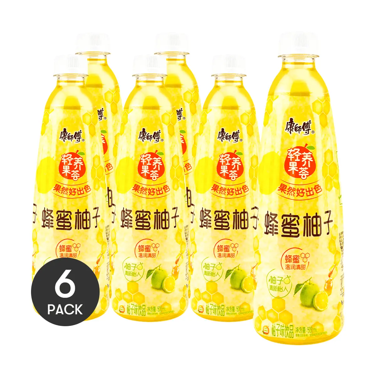 6 Pack Master Kong Honey Pomelo Tea 16.9 fl oz - Chinese Citrus Tea Drink, Sweet & Refreshing
