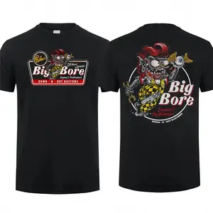 Big Bore Engine Performance T-Shirt – Crazy Hot Rod Cartoon Graphic Tee, Down N Out Speed Shirt, Vintage Biker Garage Apparel Tee