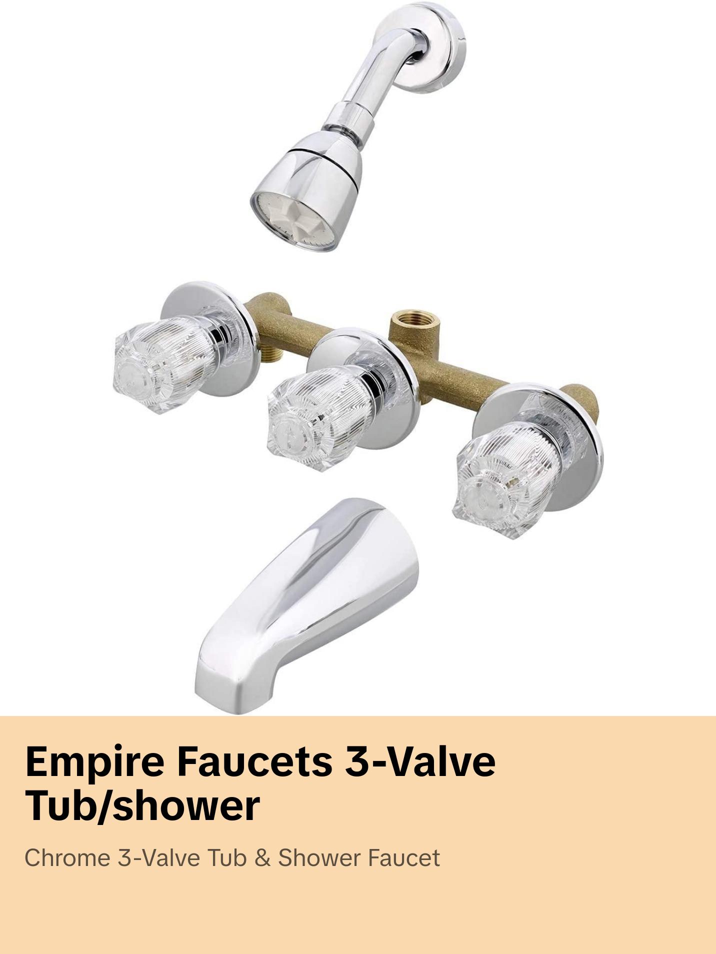 Empire Faucets Mobile Home 8" Chrome 3 Valve Tub & Shower Faucet J2700R-E