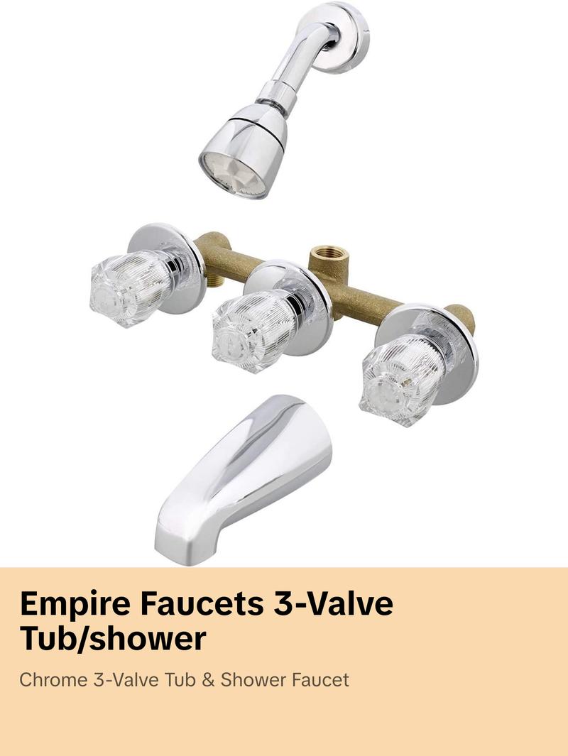 Empire Faucets Mobile Home 8" Chrome 3 Valve Tub & Shower Faucet J2700R-E