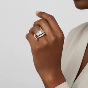 14K White Gold Diamond Engagement & Wedding Ring Set With Guard - 1.75ct