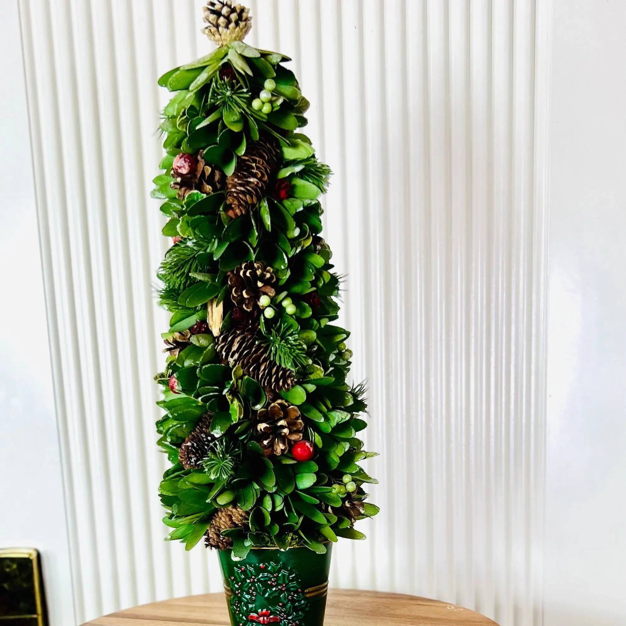 Glittered Pine Cone Topiary, Wood Chip Flower Cone Topiary, Tabletop Holiday Decorations, Southern Charm, Fall Decor, Holiday Gifts