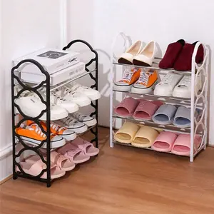 4-Tier Shoe Rack, Space-Saving Entryway Organizer with Steel Pipe Frame, Easy-to-Assemble Floor-Standing Shoe Storage for Hallway, Living Room & Bedroom