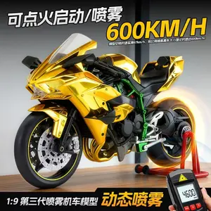 1:9 Scale Gold Plated Kawasaki H2R Alloy Motorcycle Model - Highly Detailed Die-Cast Replica with Light & Sound for Collectors & Gifts