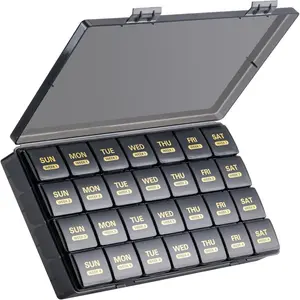 Monthly Pill Organizer, 28 Day Pill Box 1 Time a Day with Dust-Proof Case, Large 4 Weeks a Month Pill Case Container, Daily Vitamin Case Box for Pills/Medicine/Fish Oil/Supplement