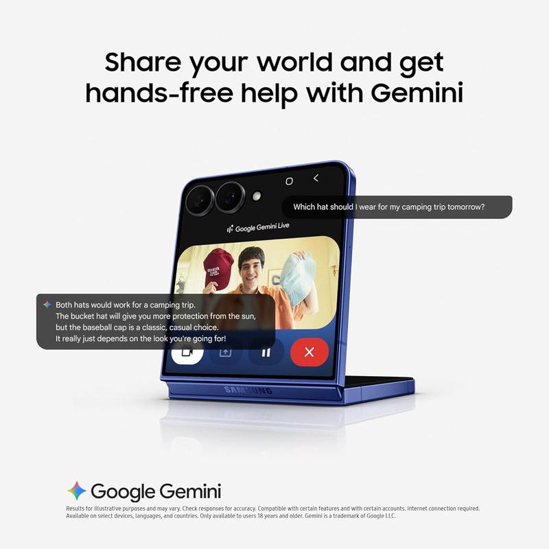 REFURBISHED Samsung Galaxy Z Flip 7 5G Android AI Smartphone 2025 US Version Large Screen 256GB - Blue Shadow - Excellent