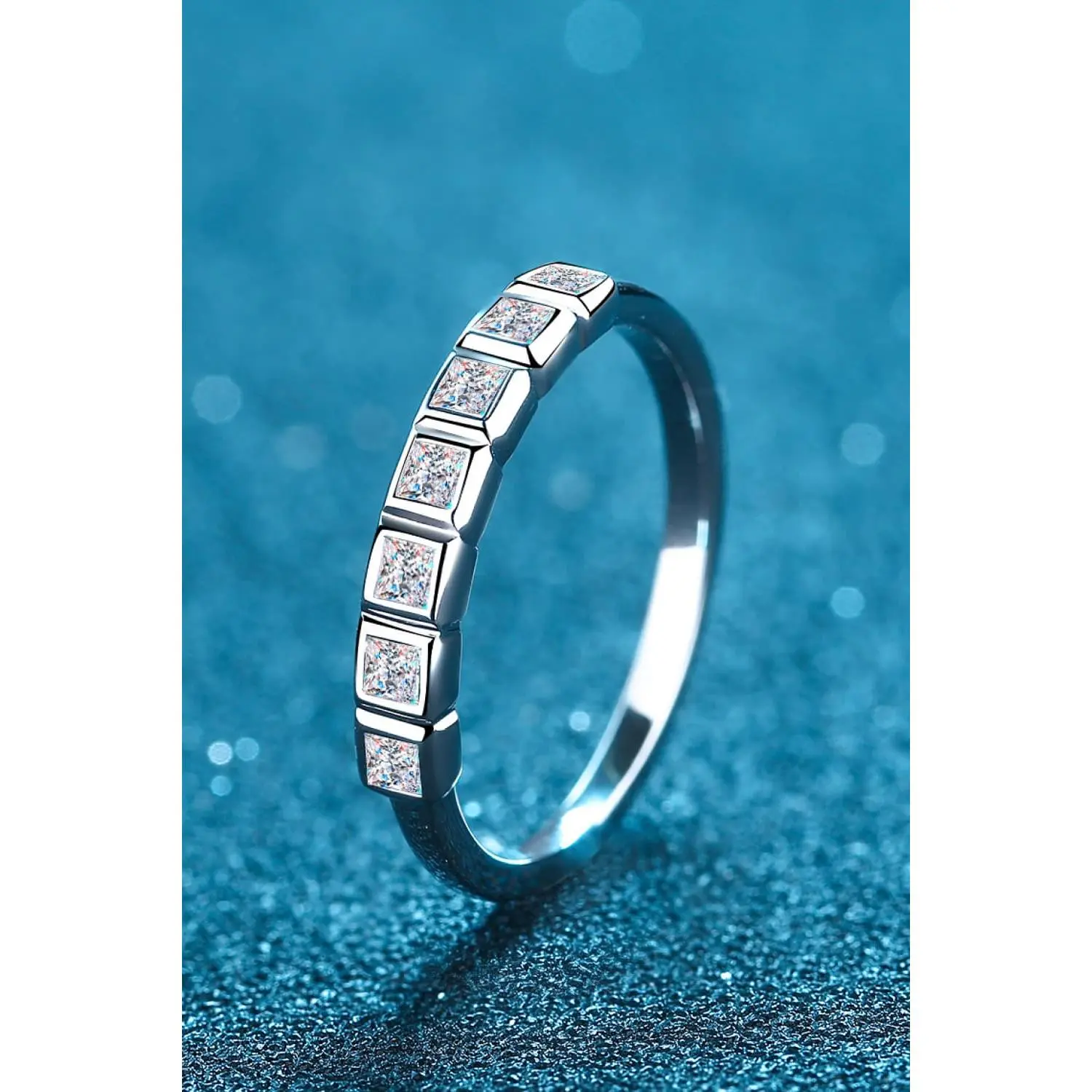 Sparkala™ Rhodium-Plated Half-Eternity 7 Stone Ring