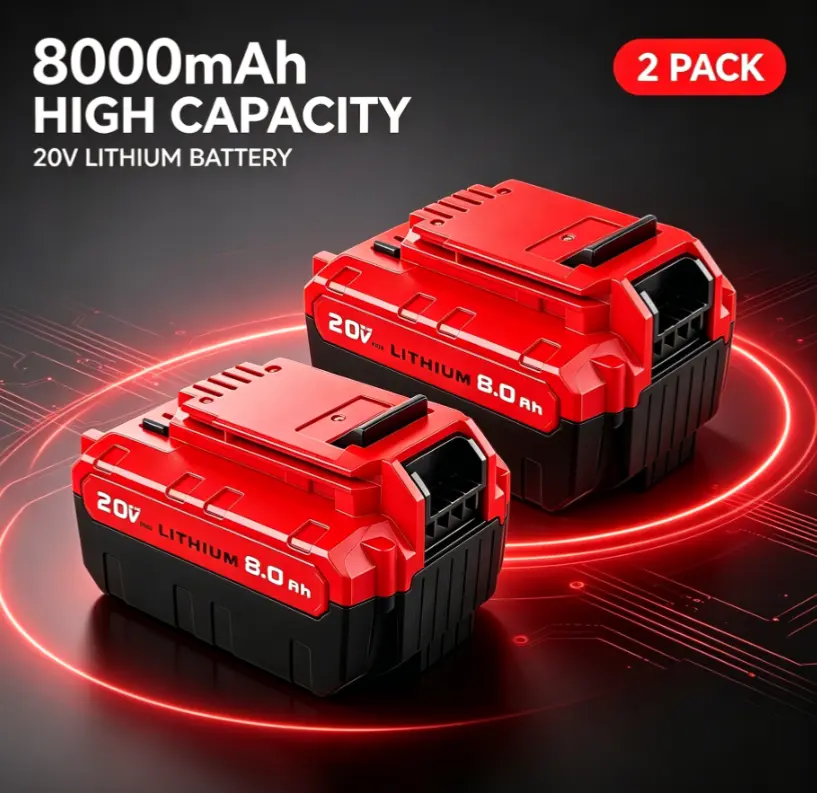 1 x 20V Max 8000mAh (8.0Ah) High Density Li-ion Replacement Battery with Built-in Premium Intelligent BMS, 18V Nominal, Plug-n-Play, Compatible with Porter Cable PCC685L Cordless Power Tools, Batteries