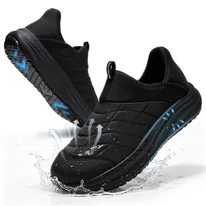 【2026】Men's Wide Width Slip-On Work Shoes for Hardworking Big Guys, Waterproof Non-Slip Chef Sneakers, Thick Cushioning for All-Day Standing, Ideal for Supermarket Fresh, Construction & Logistics Workers Explorer Outdoor Slip-On Sneakers - Boy, Footwear