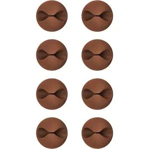 8 Pack Adhesive  Clips,  Cord Holder Organizer Management System for Desk, Wire Clips for  Your Computer, Electrical,  or  Cord, Coffee