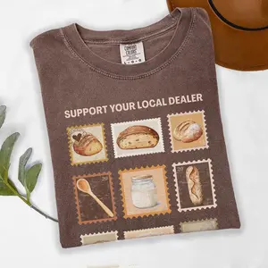 Comfort Color Sourdough Comfort Colors T-Shirt, Support Your Local Dealer Vintage Stamps Sourdough Gift for Bakers, Bread Baking Gift Foodie Shirt